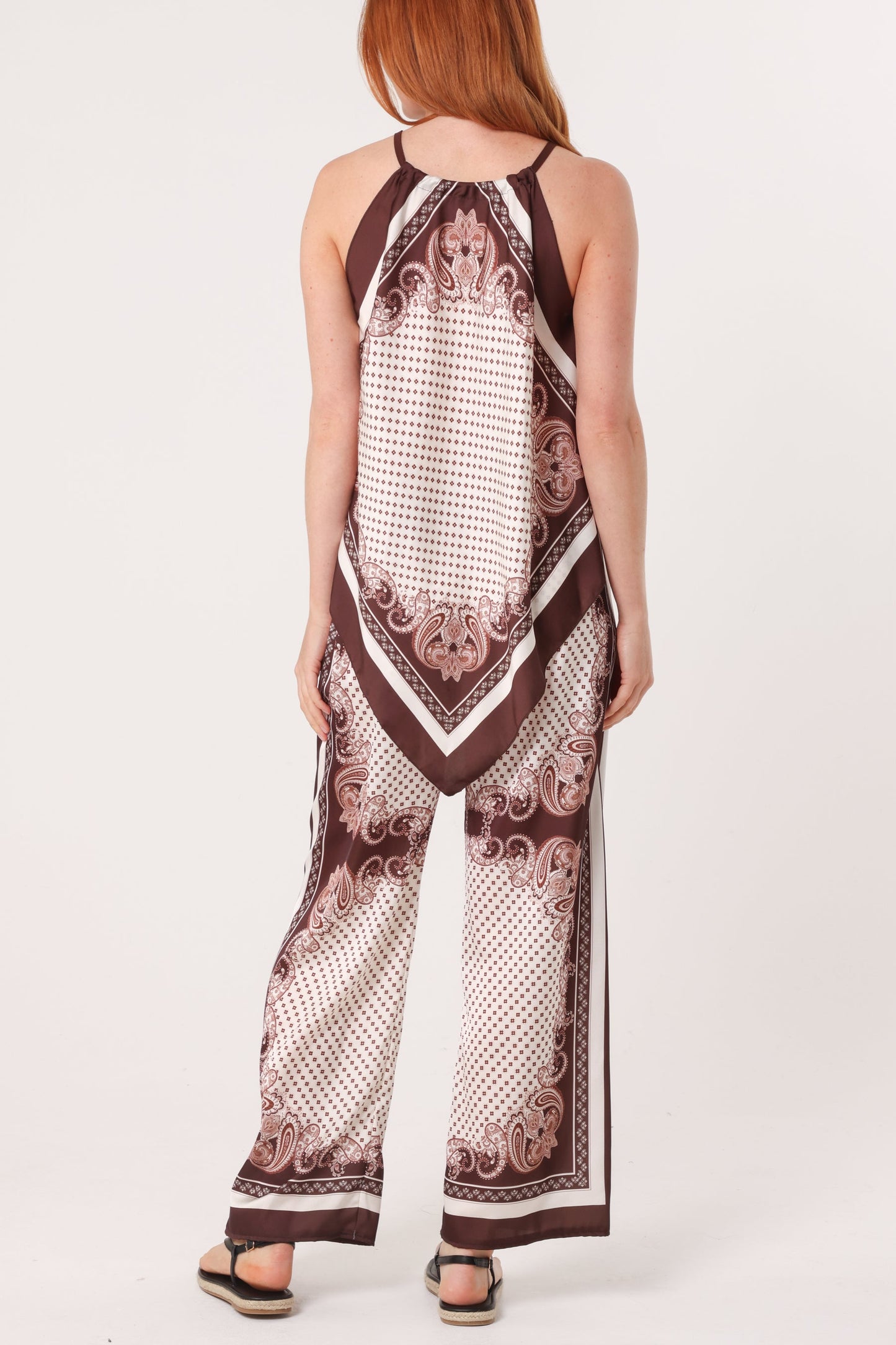 Scarf Print Halter Top & Trouser Set
