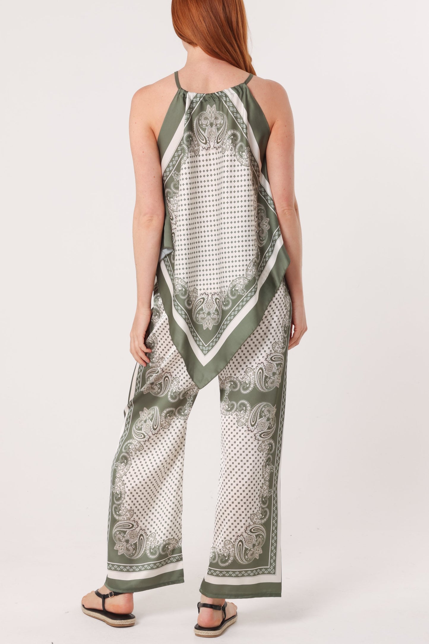 Scarf Print Halter Top & Trouser Set