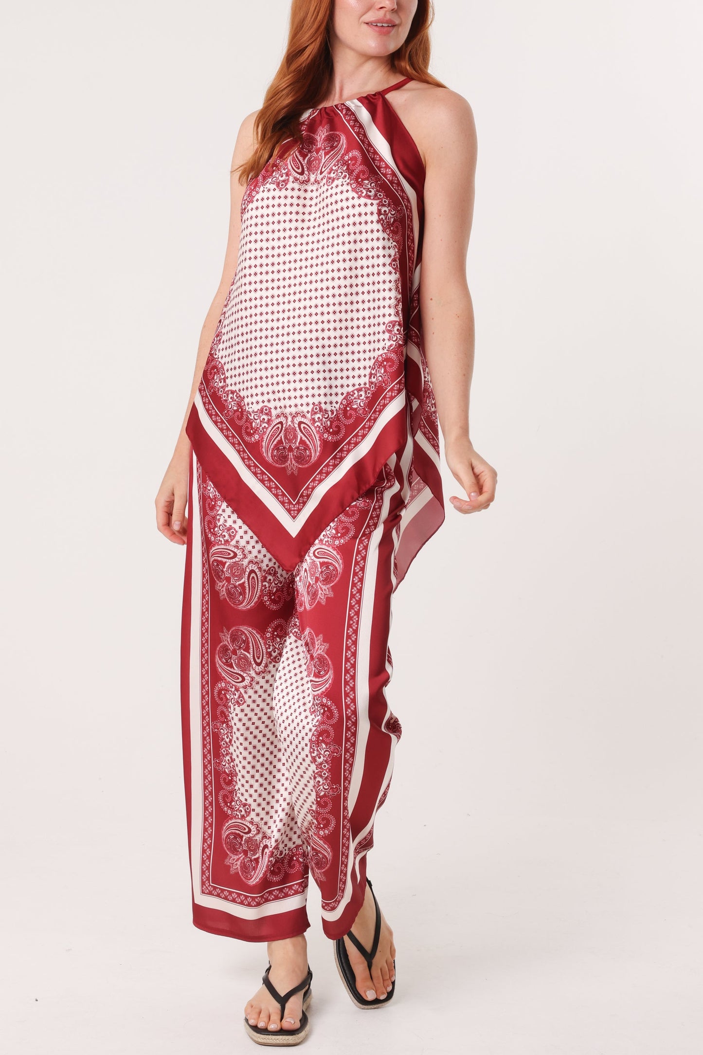 Scarf Print Halter Top & Trouser Set