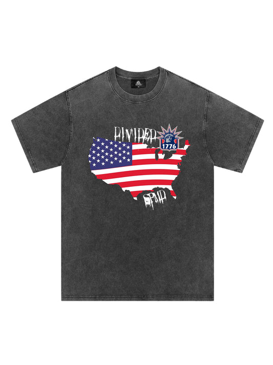 Original Creative Map Flag Print T-shirt