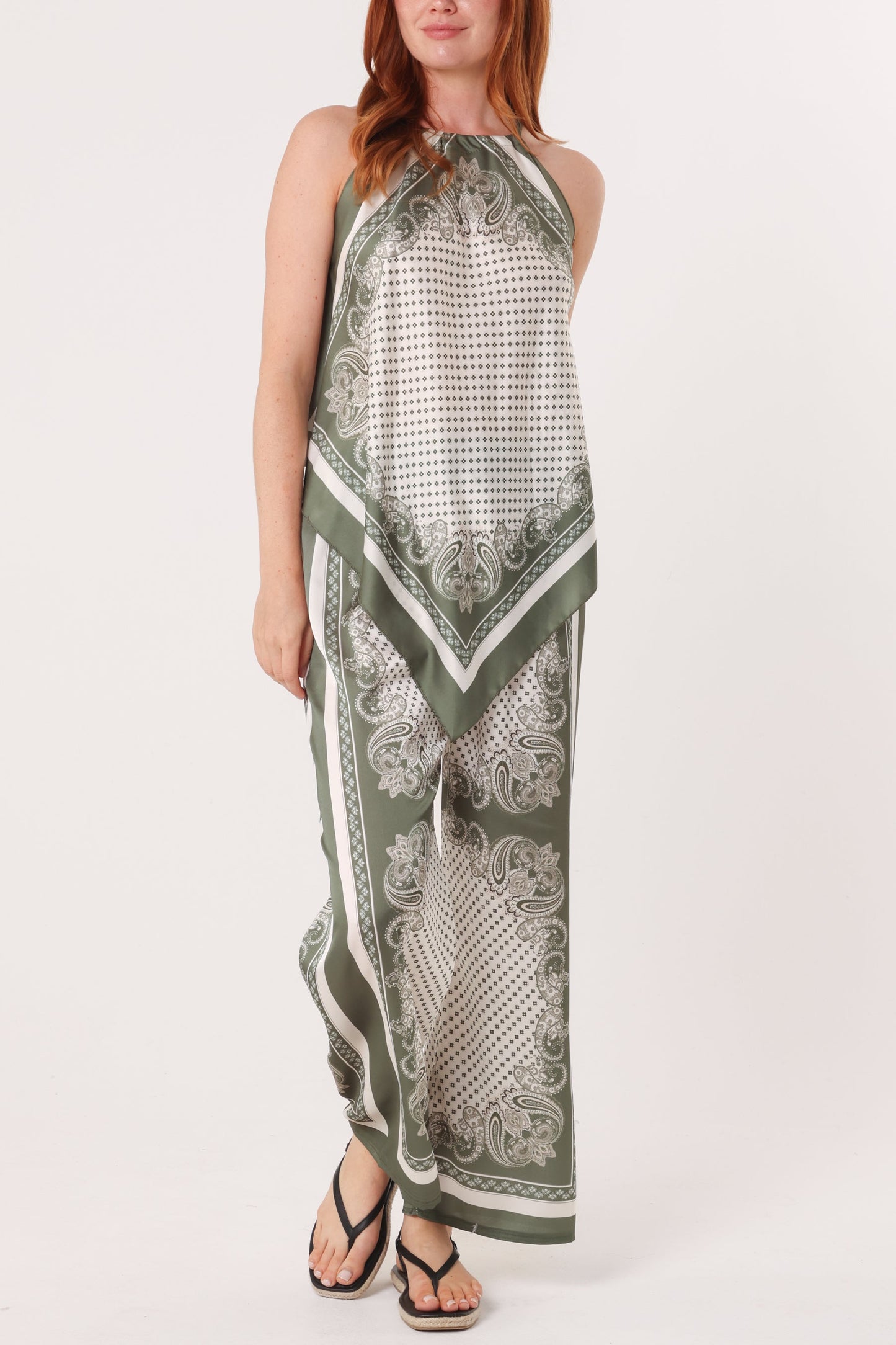 Scarf Print Halter Top & Trouser Set