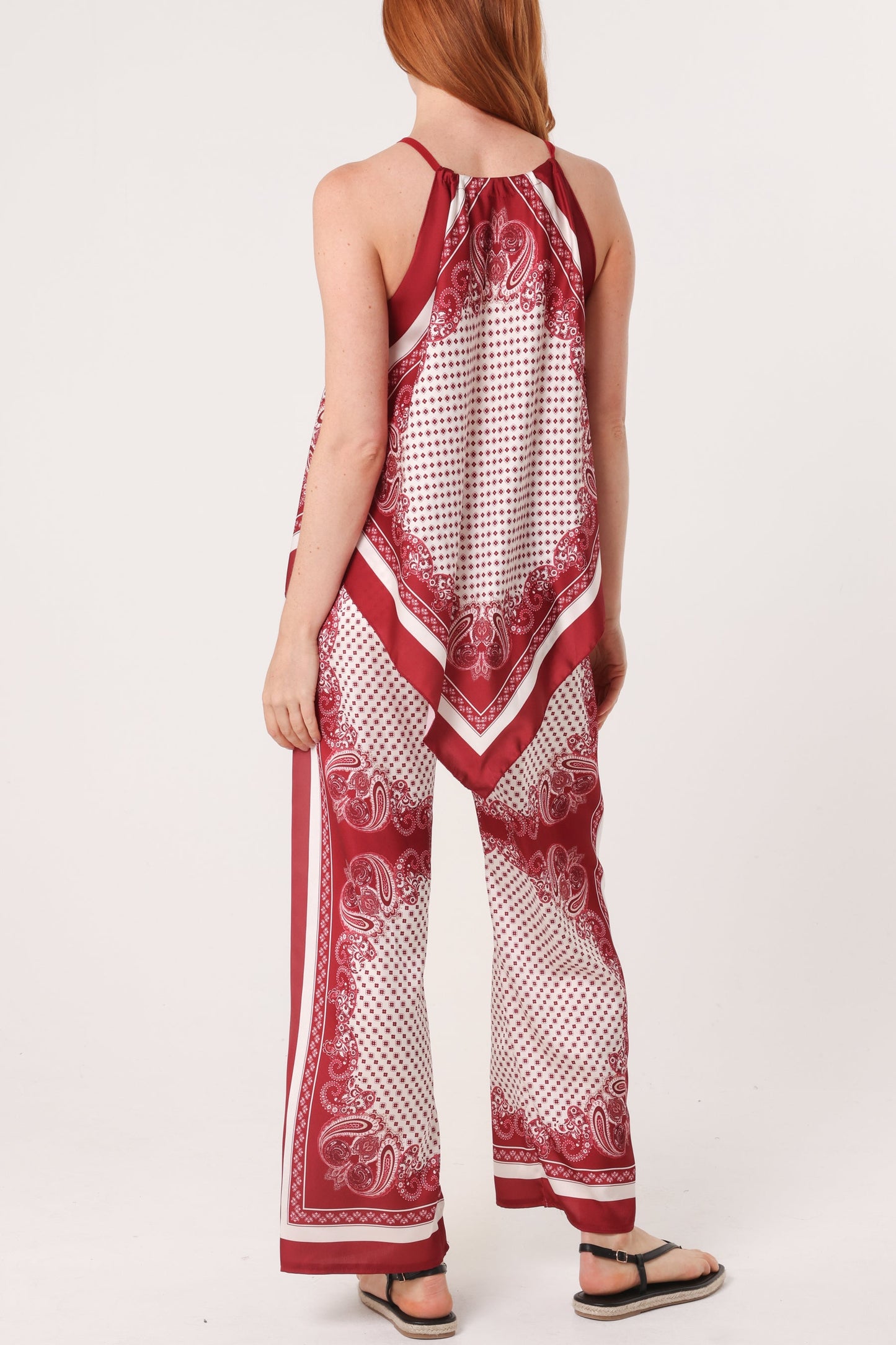 Scarf Print Halter Top & Trouser Set