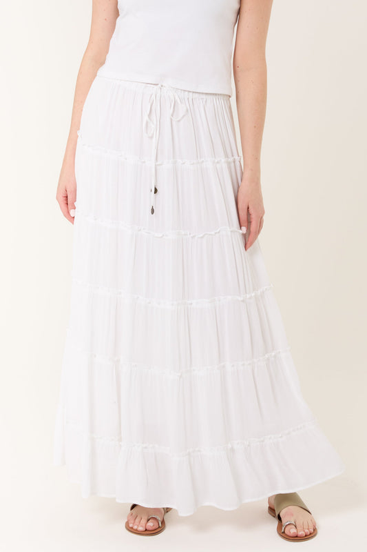 Tiered Tassel Maxi Skirt